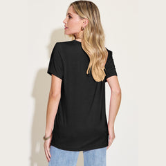 Basic Bae Bamboo Full Size V-Neck High-Low T-Shirt
