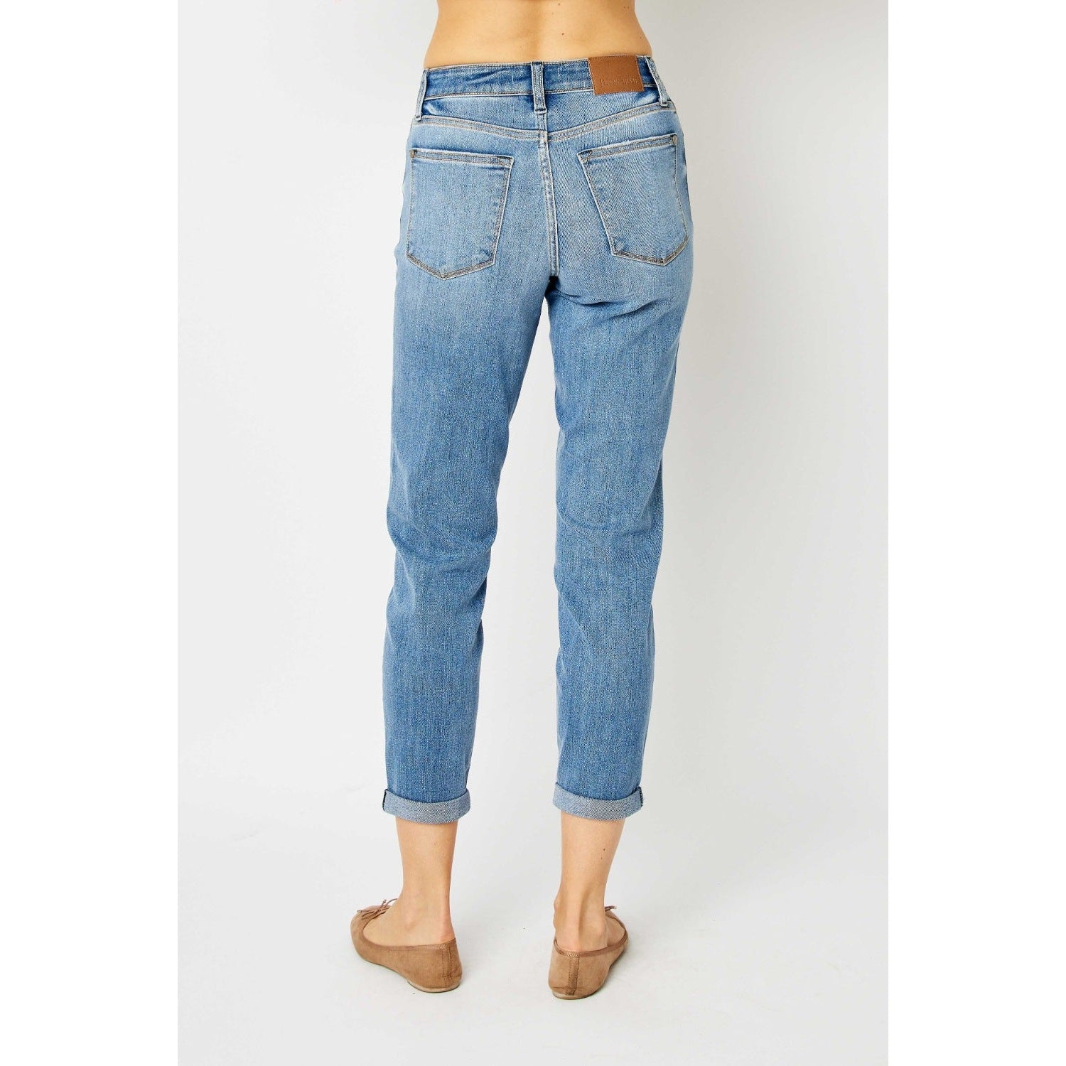 Judy Blue Full Size Cuffed Hem Low Waist Slim Jeans