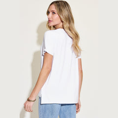 Basic Bae Full Size V-Neck High-Low T-Shirt