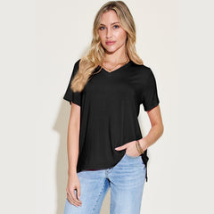 Basic Bae Bamboo Full Size V-Neck High-Low T-Shirt