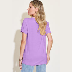 Basic Bae Bamboo Full Size V-Neck High-Low T-Shirt