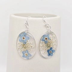 Forget-Me-Not Geometric Pressed Dried Flowers Earrings