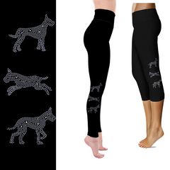 Great Dane Rhinestone Capri or Full-Length Leggings with Pockets & Cropped-Ear Design