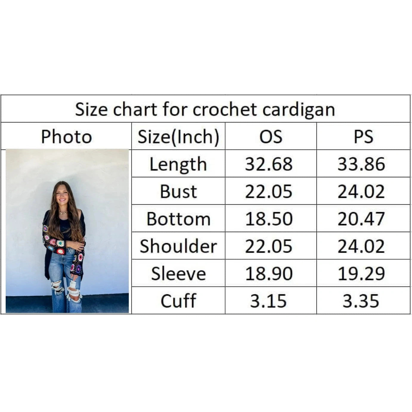 Crochet Knit Cardigan One size and Plus