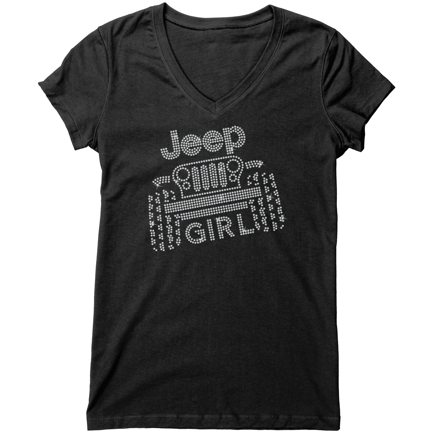 Rhinestone Offroad Jeeper Girl Shirt Crew Neck, V Neck, Tank Top