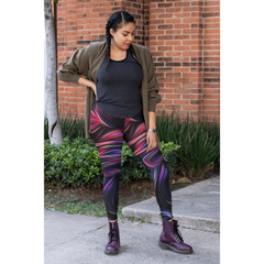 Fire Wave Marble Full Length Leggings with Pockets