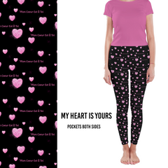 My Heart Is Yours Love Leggings with Pink Hearts withSide Pockets
