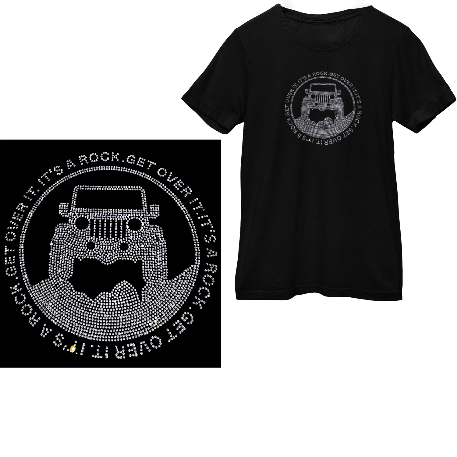 It's a Rock Rhinestone Offroad Tee Shirt Crew Neck, V Neck, Tank Top