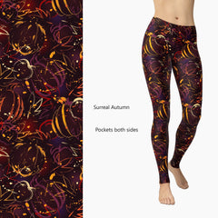 Surreal Autumn Paisley Season Full Length leggings with Pockets