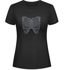 Rhinestone Rib Cage Tee Shirt Crew Neck, V Neck, Long Sleeve