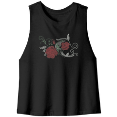 Rhinestone Red Rose Tee Shirt Crew Neck, V Neck, Tank Top