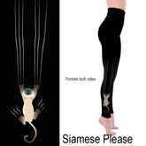 Siamese Please Cat Scratch Leggings with Pockets