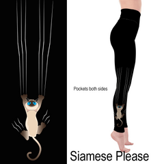 Siamese Please Cat Scratch Leggings with Pockets