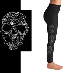 Rhinestone Fancy Skull Leggings Full Pockets