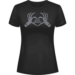 Rhinestone Stay Spooky Tee Shirt Crew Neck, V Neck, Long Sleeve