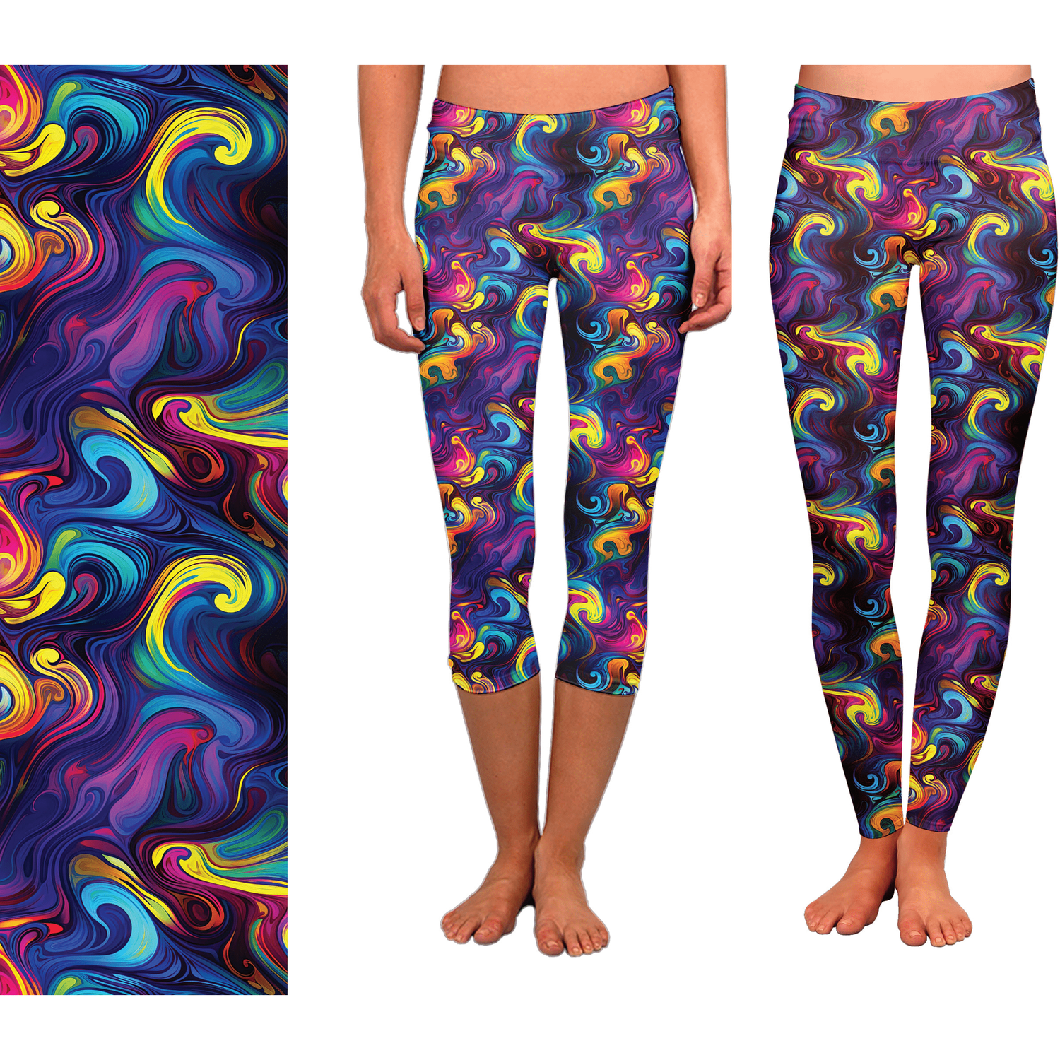 Painted Swirls Full Leggings and Capris with Pockets