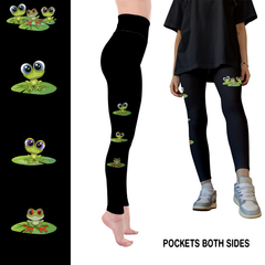 Cute Frog Leggings with Pockets | Kawaii Frog Yoga Pants