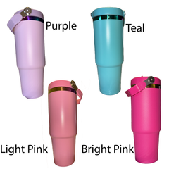 Rainbow Tumbler in Teal, Light Pink, Light Purple, Bright Pink with Flip up Straw 30 o
