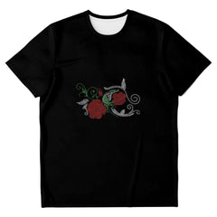 Rhinestone Red Rose Tee Shirt Crew Neck, V Neck, Tank Top