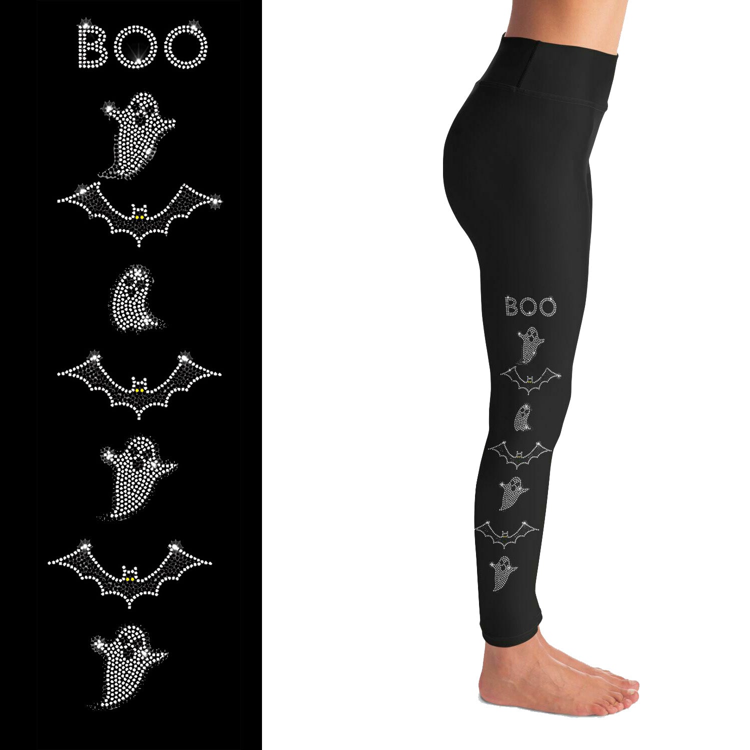 Rhinestone Ghosts & Bats Leggings Pockets