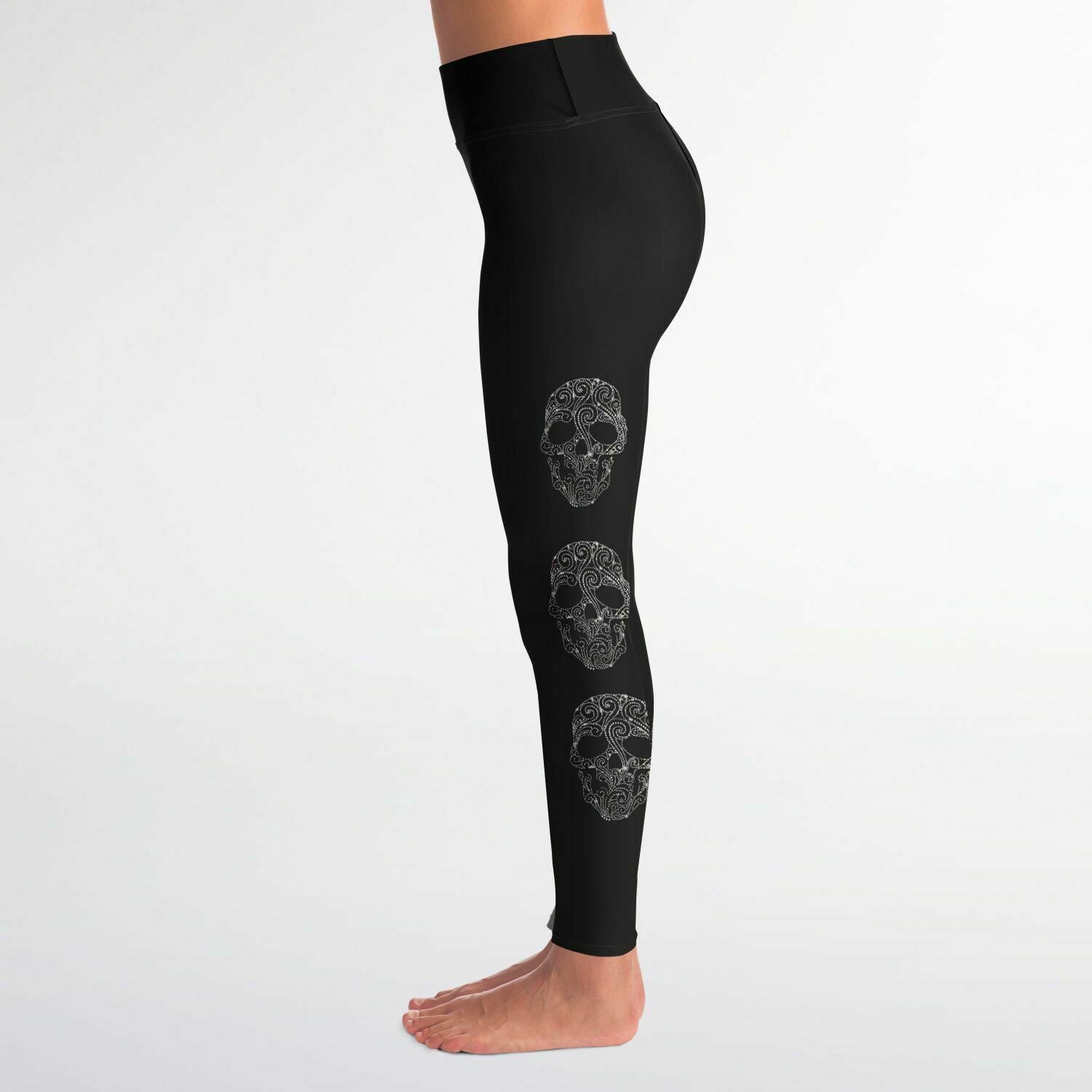 Rhinestone Fancy Skull Leggings Full Pockets
