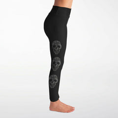 Rhinestone Fancy Skull Leggings Full Pockets
