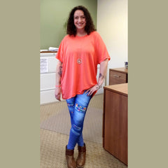 RAINBOW SWIRL - DENIM RUN W/ BACK POCKETS - LEGGINGS/CAPRI