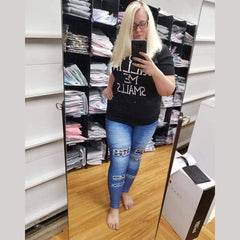 DARK FLORAL - DENIM RUN W/ BACK POCKETS - LEGGINGS/CAPRI