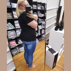 DARK FLORAL - DENIM RUN W/ BACK POCKETS - LEGGINGS/CAPRI