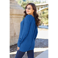 Basic Bae Full Size Ribbed Round Neck Long Sleeve Knit Top