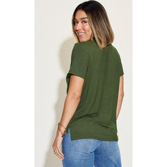 Basic Bae Full Size V-Neck High-Low T-Shirt