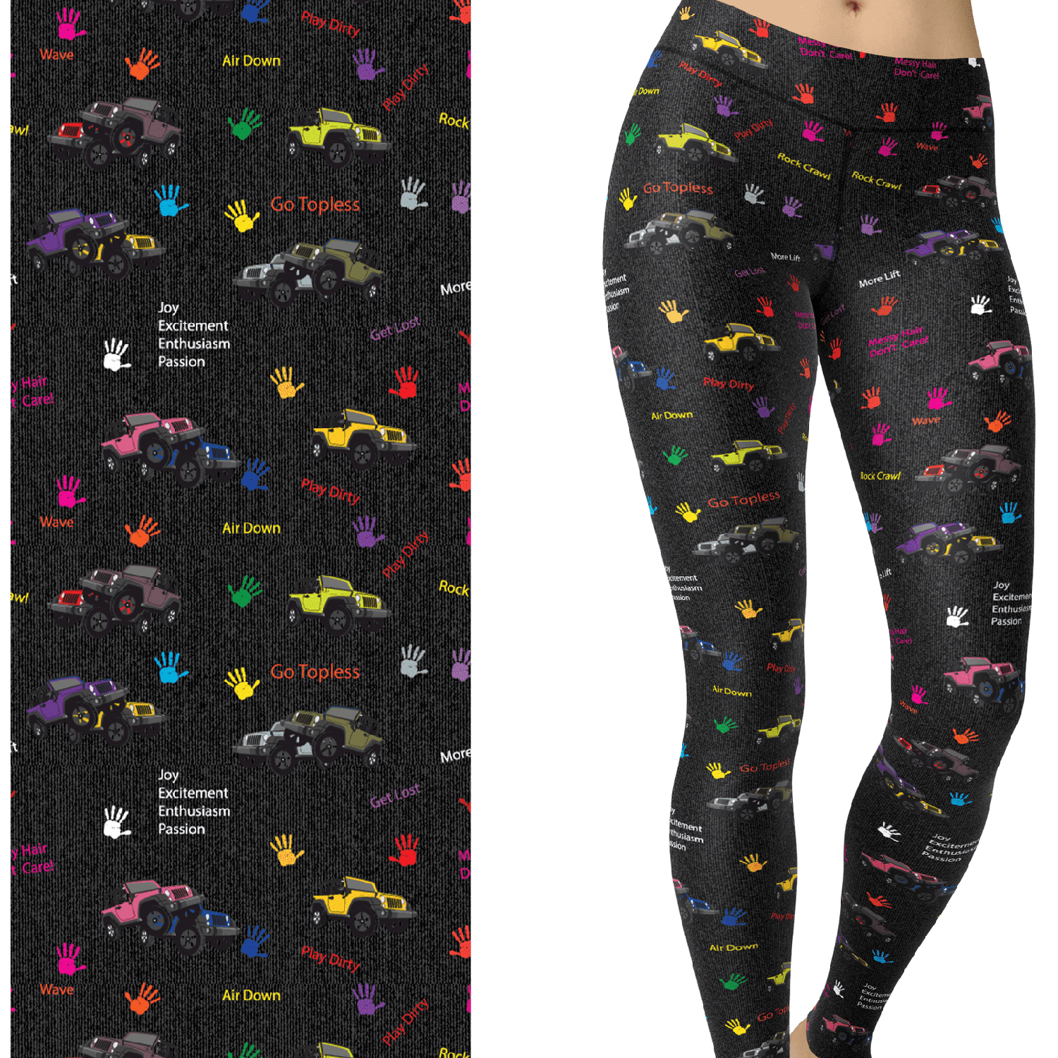 Off Road 4x4 High Waist Buttery Soft Jeeper Pattern