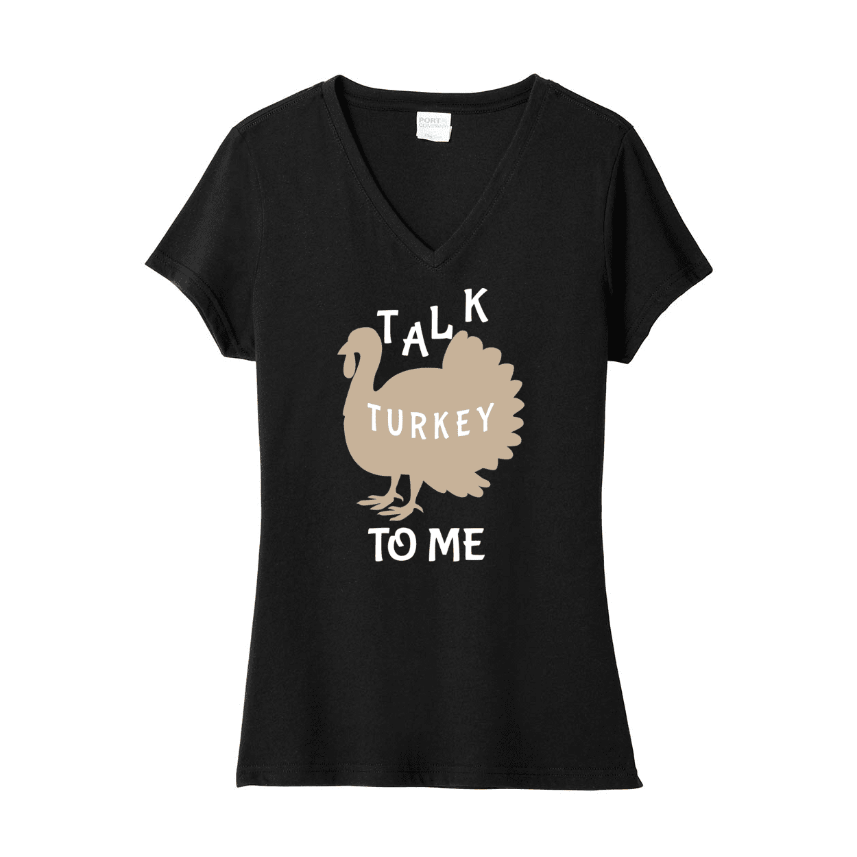 Talk Turkey to Me Ladies Fan V-Neck Tee