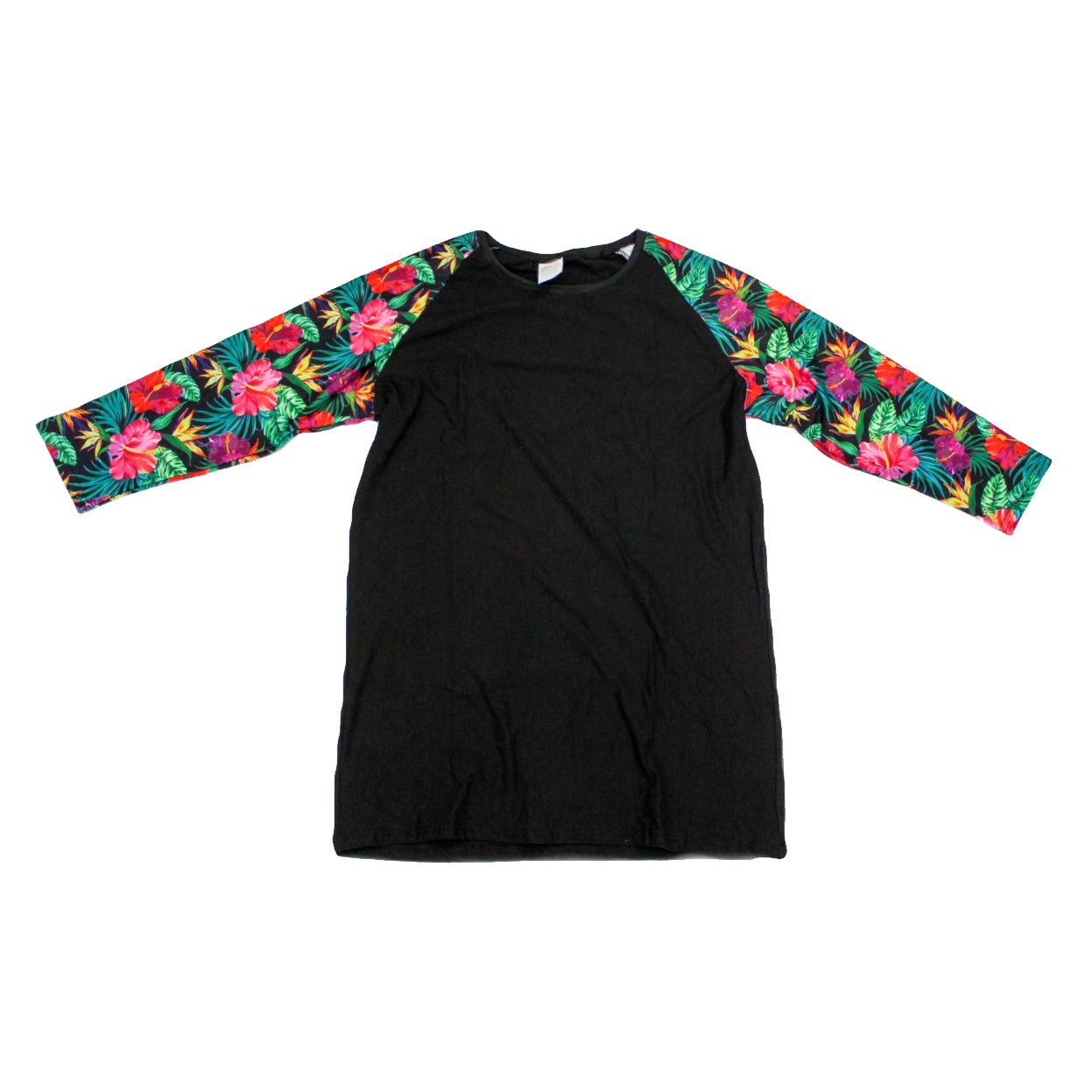 Tropical Hibiscus Floral Shirt Baseball Raglan Tee