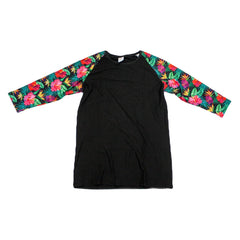 Tropical Hibiscus Floral Shirt Baseball Raglan Tee