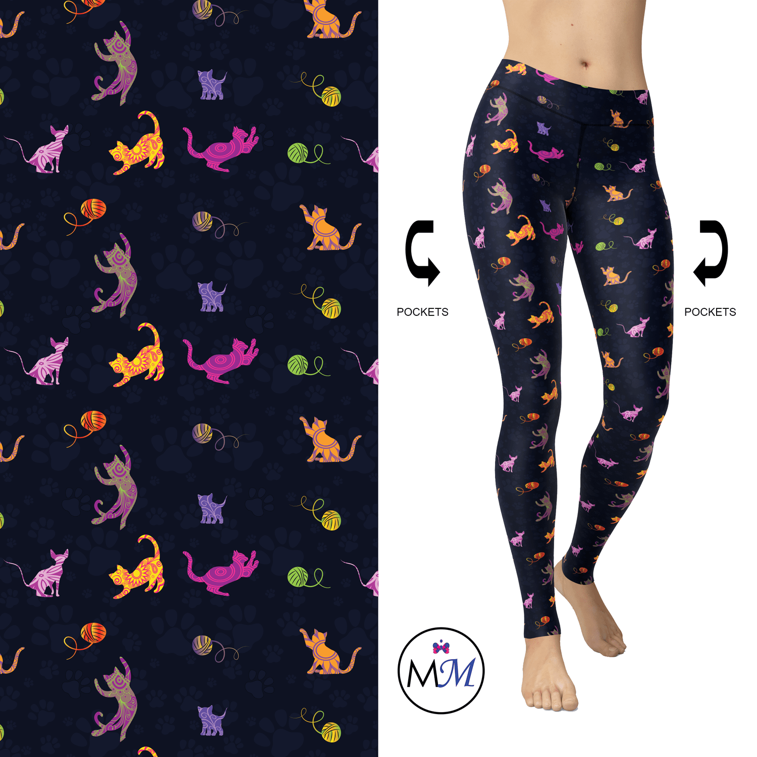 Paisley Kitty Full Length Leggings