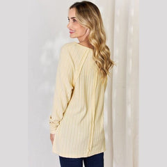 Basic Bae Full Size Ribbed Round Neck Slit T-Shirt