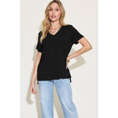 Basic Bae Full Size V-Neck High-Low T-Shirt