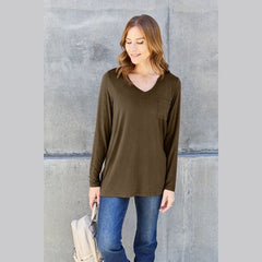 Basic Bae Full Size V-Neck Long Sleeve Top