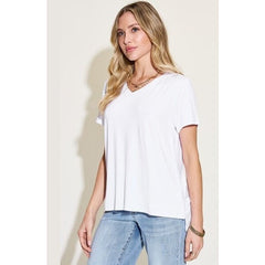 Basic Bae Full Size V-Neck High-Low T-Shirt