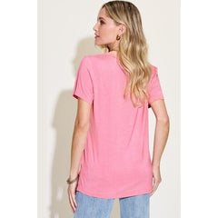 Basic Bae Full Size V-Neck High-Low T-Shirt
