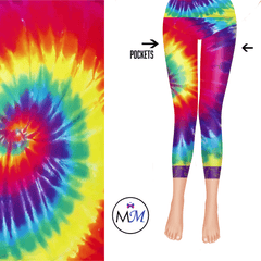 Tye Dye Lace Capri Leggings with Purple Lace