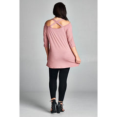 Criss Cross Back Boat Neck Tunic - Black, Pink, Blue, Sage, Mauve