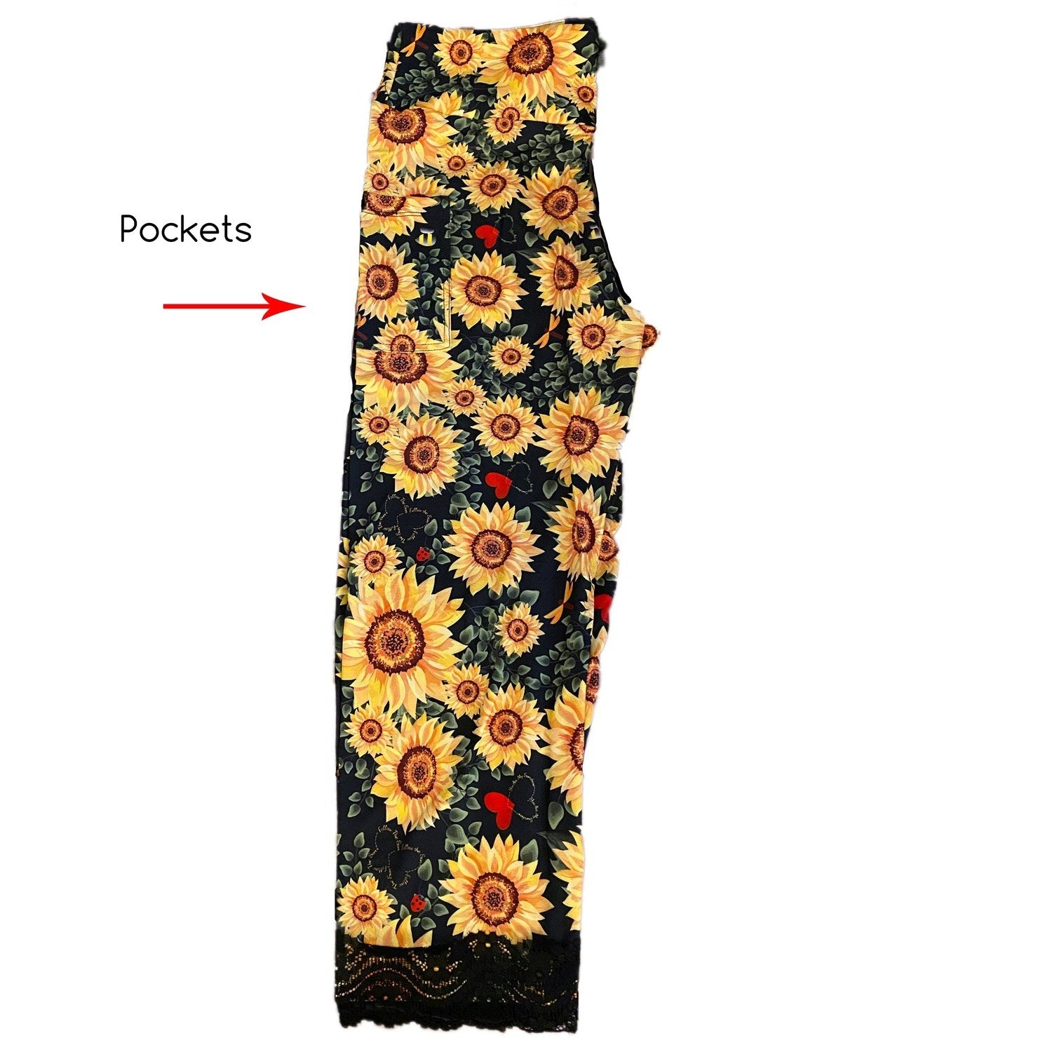 Sunflower Leggings with Black Lace Shorts.