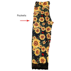 Sunflower Leggings with Black Lace Capri