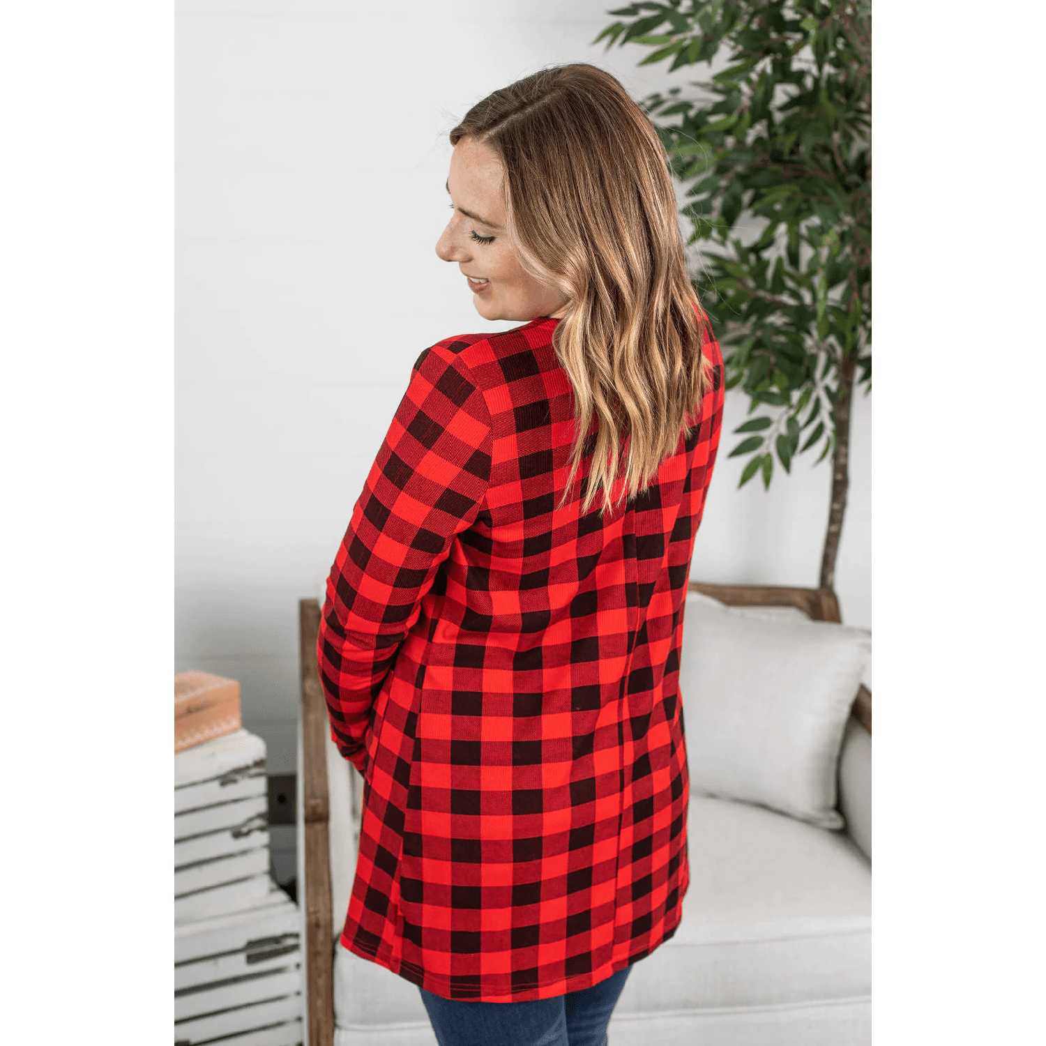 Rachel Long Sleeve Cardigan - Buffalo Plaid
