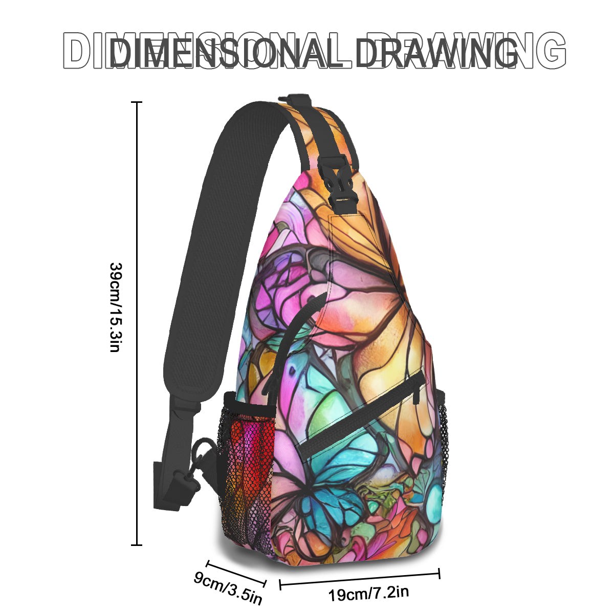Butterfly Chest Bag decorated with Large Colorful Bag - Custom Sewn