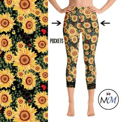 Sunflower Leggings with Black Lace Capri