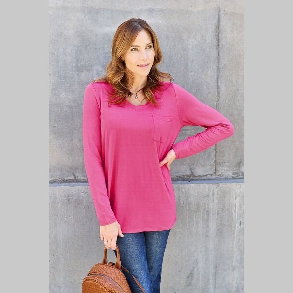 Basic Bae Full Size V-Neck Long Sleeve Top