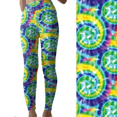 Green and Purple Tie Dye Capri Leggings